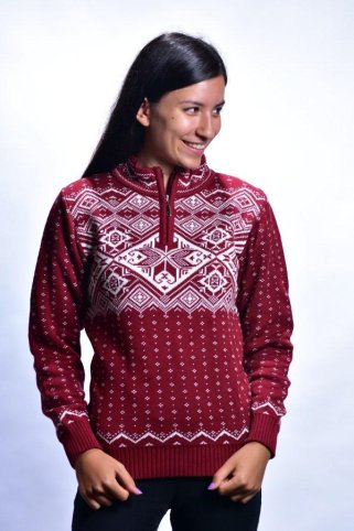 Ženski norveški džemper Kamela-Z – borda