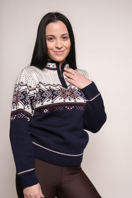 Igora-Z – dámský pletený norský svetr v modré barvě