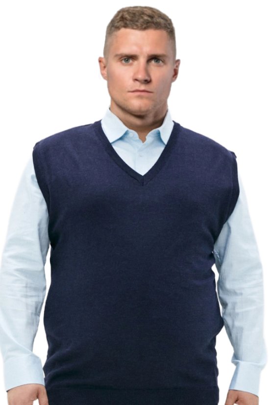 Elegantná modrá hladká vesta P2037BB – 3XL, 4XL, 5XL, 6XL