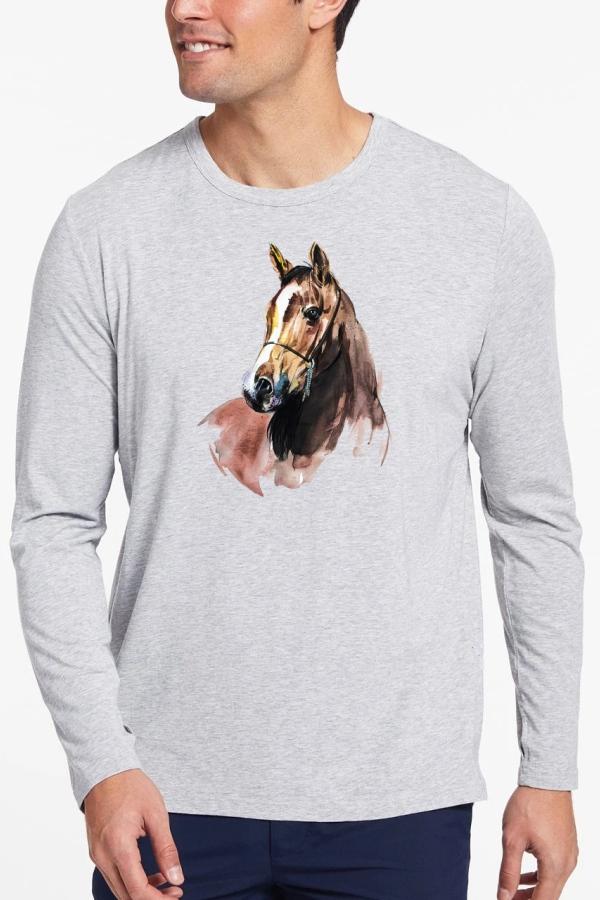 Horse3 férfi póló 100% pamut szürke