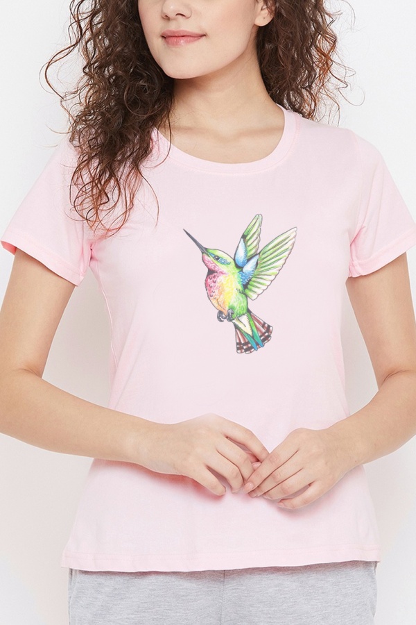 Pijamale scurte dama Hummingbird roz