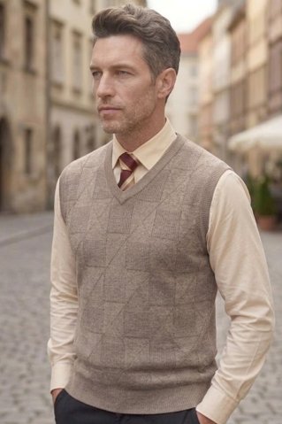 Muški pleteni prsluk Riko BB betonske boje