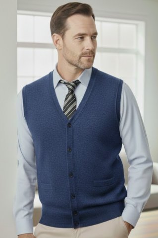 Herren Strickweste Ewident jeansblau | Wollmischung