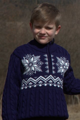 KIRK-Z dziecięcy niebieski sweter z norweskim wzorem