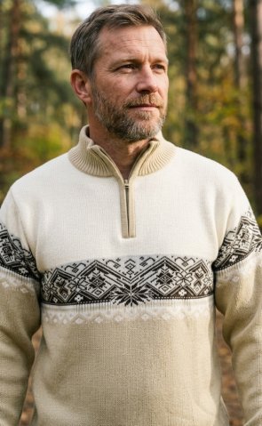 Ewident - Pánsky béžový nórsky sveter – Ignac-Z