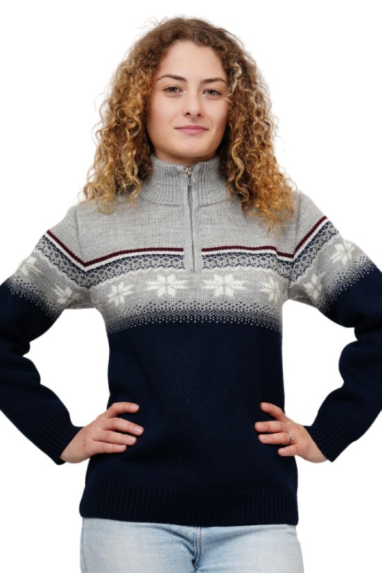 Ženska siva norveška vunena pletena jakna Nolana-Z