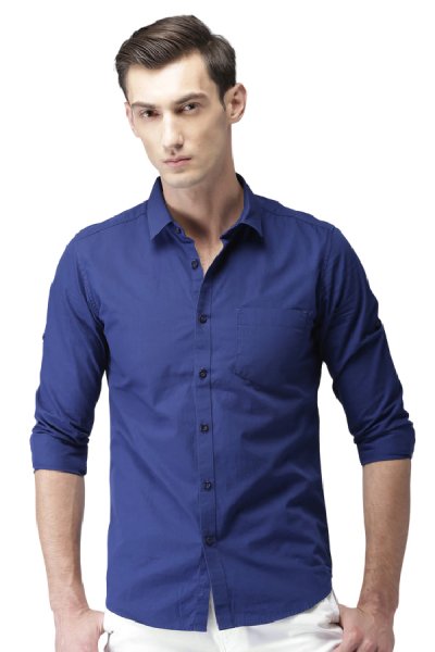 Moška srajca z dolgimi rokavi v modri barvi 44545