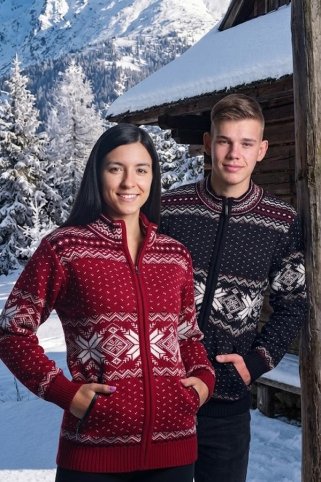 Vlněný černý pánský norský svetr s kapsami Orio-AZ