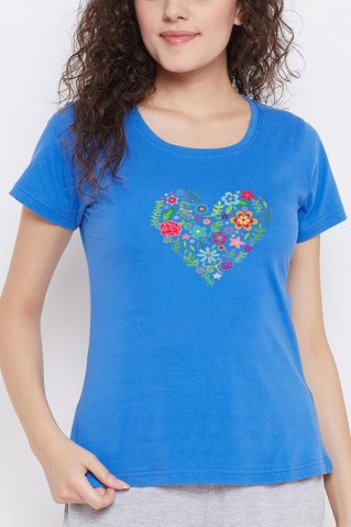 Dámske krátke pyžamo Srdiečko modrá