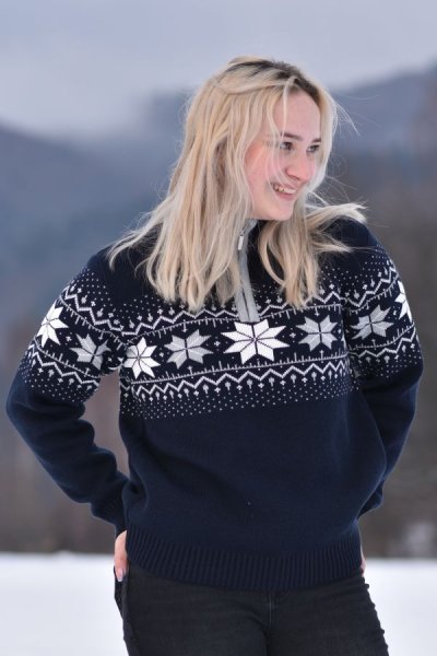 Norveški pulover s trojanskim ovratnikom Mira-Z modra