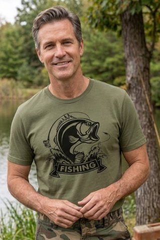 Fish3 fishing T-shirt 100% cotton green