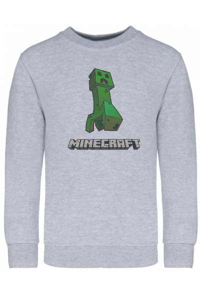 Minecraft sivá mikina pre deti Minekrok