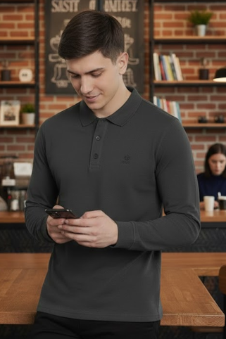 Muška polo majica dugih rukava Ewident siva