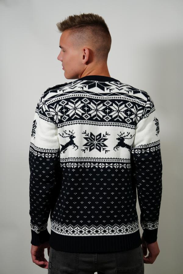 Moški pleten pulover z vzorcem jelena Life