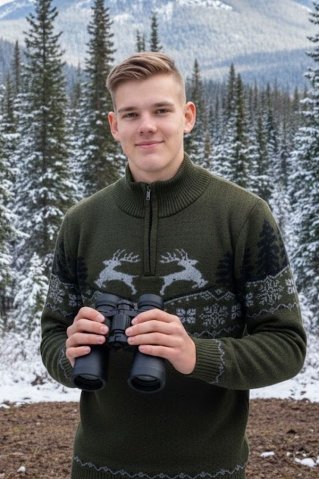 Herrenpullover mit Hirschmotiv Oliver Z grün