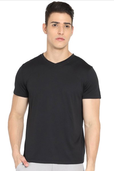 Tricou bărbați cu mâneci scurte 100% bumbac 32517G negru