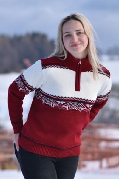 Dámsky sveter s nórskym vzorom Parkera bordó