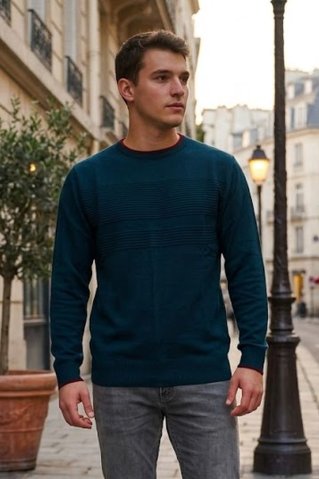 Pulover din bumbac de culoare uni PAU