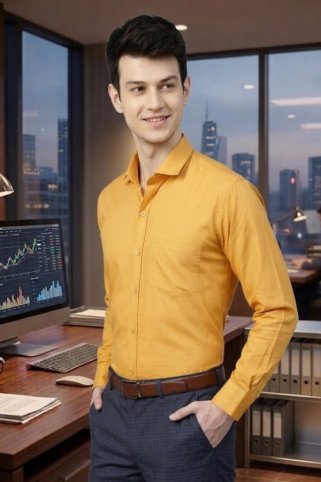 Muška žuta košulja s dugim rukavima