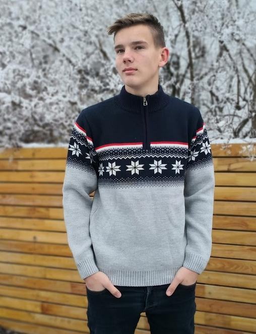 Norvég gyapjú pulóver Nolan-Z szürke