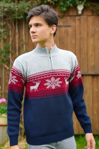 Męski niebieski norweski sweter wełniany NeroZ