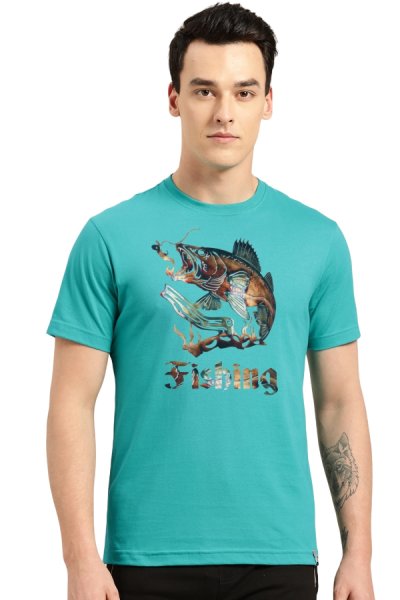 Fishingart póló 100% pamut kék