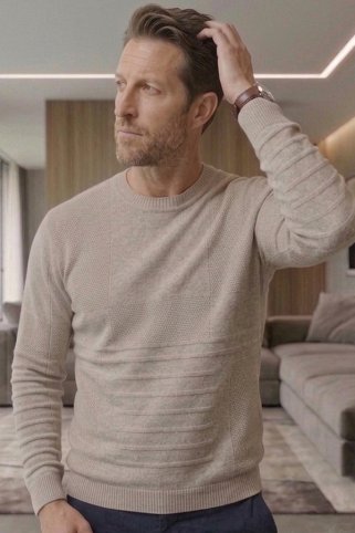 Bawełniany sweter męski Lubo – Beżowy