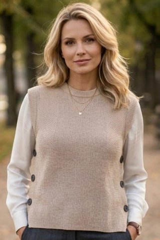 Ženski pleten brezrokavnik drapp