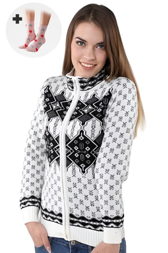 Moderan bijeli ženski zimski pulover – norveški dizajn Kena-Az