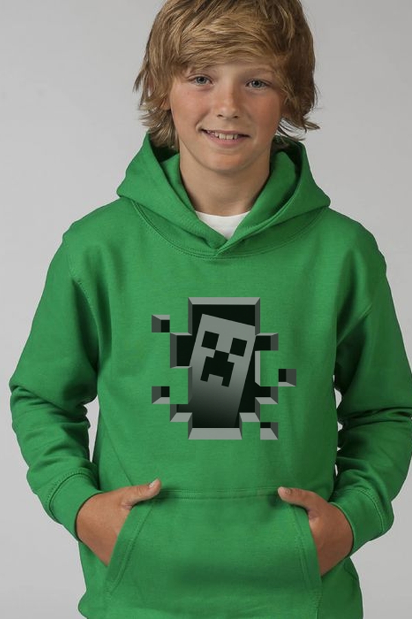 Minecraft detská zelená mikina s kapucňou Minekuki
