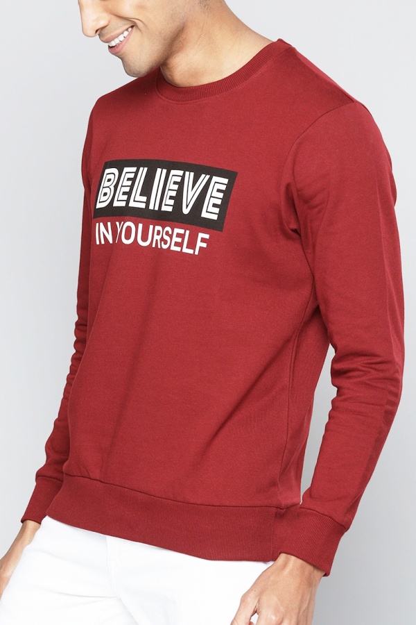 Piros férfi pulóver Believe
