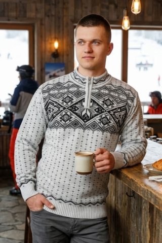 Men’s Norwegian Knit Sweater Kemal-Z – Grey