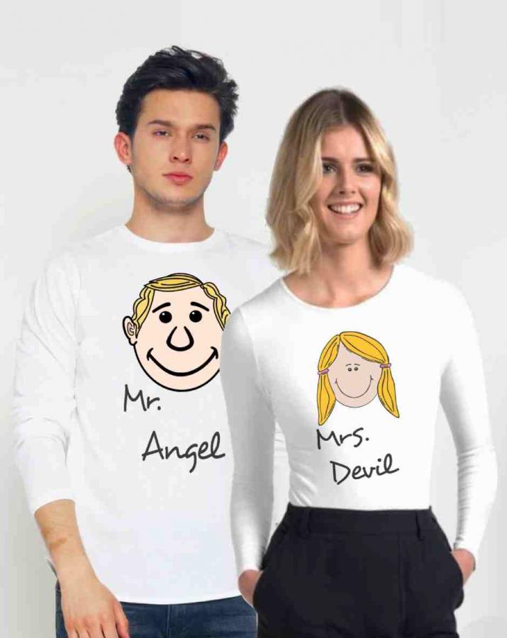 Tričko pro páry Mrs_Mr_Angel_Devils