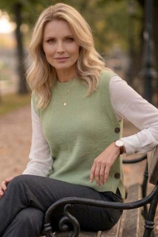 Ženski pleteni prsluk zelena