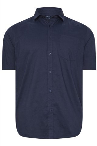 Pánska tmavo modrá košeľa s krátkym rukávom 3XL-6XL