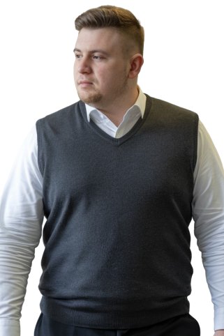 Elegáns férfi simakötött mellElegancka antracytowa dziana kamizelka P2037BB – 3XL–6XL