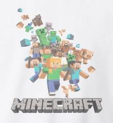 Minecraft detské tričko biele