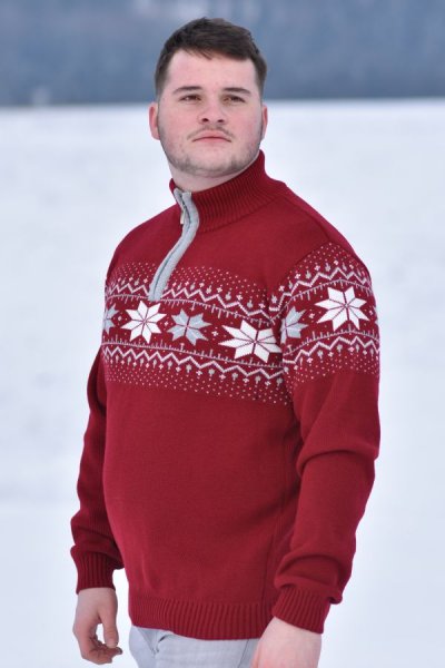 Pánsky sveter s nórskym vzorom Miro Z červená