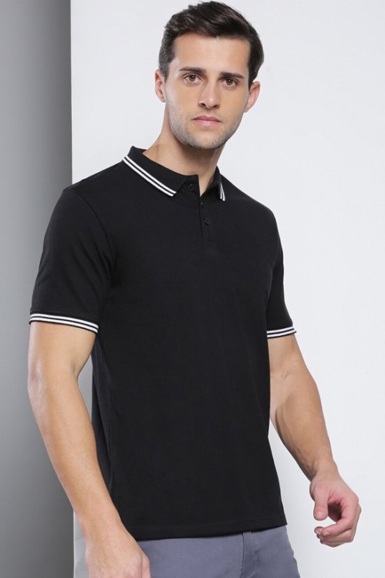 Muška crna rastezljiva polo majica