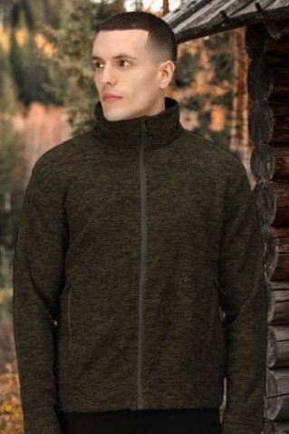 Męska bluza myśliwska na zamek – poliester, zielona, outdoorowa