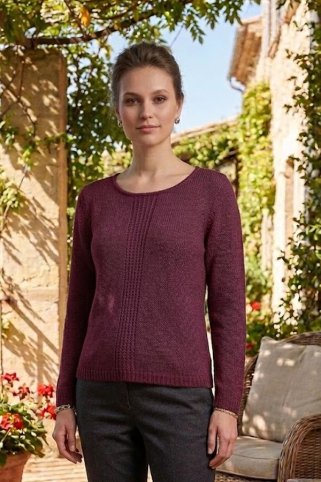 Ženski džemper s nježnim uzorkom na prednjoj strani  bordeux