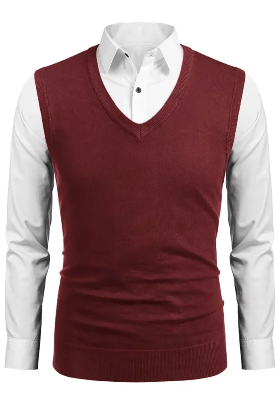Pleteni glatki prsluk JVP2037BB bordo