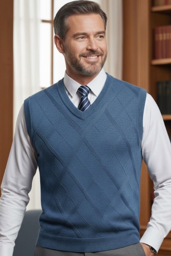 Muški pleteni prsluk NovoBB plavi