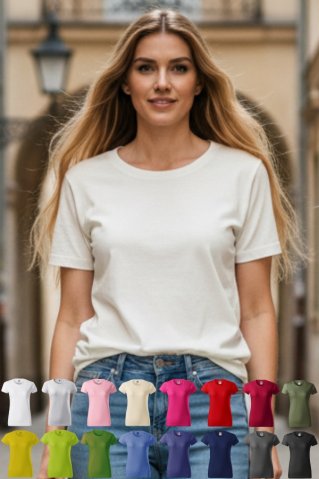 Einfarbiges Damen-Basic-T-Shirt Ewident (190 g/m², 100 % Baumwolle)