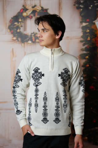 Męski naturalny norweski sweter Folk-Z