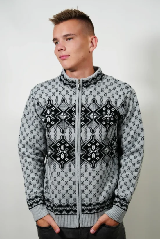 Udoban muški sivi džemper s norveškim uzorkom Ken-Az