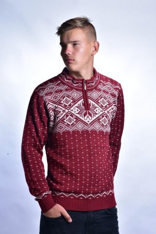 Muški norveški pleteni džemper Kemal-Z – borda