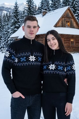 Men's sweater with Norwegian pattern Miro Z black
