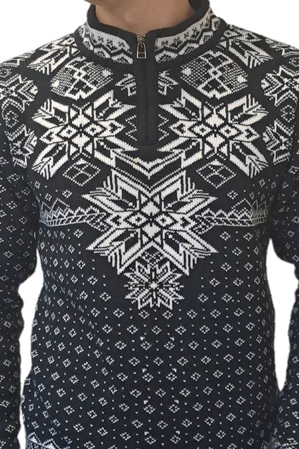 Črn norveški pulover s trojanskim ovratnikom Max-Z