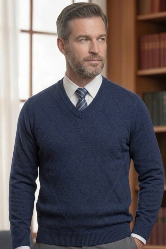 Elegantni muški pulover Novo – tamnoplava